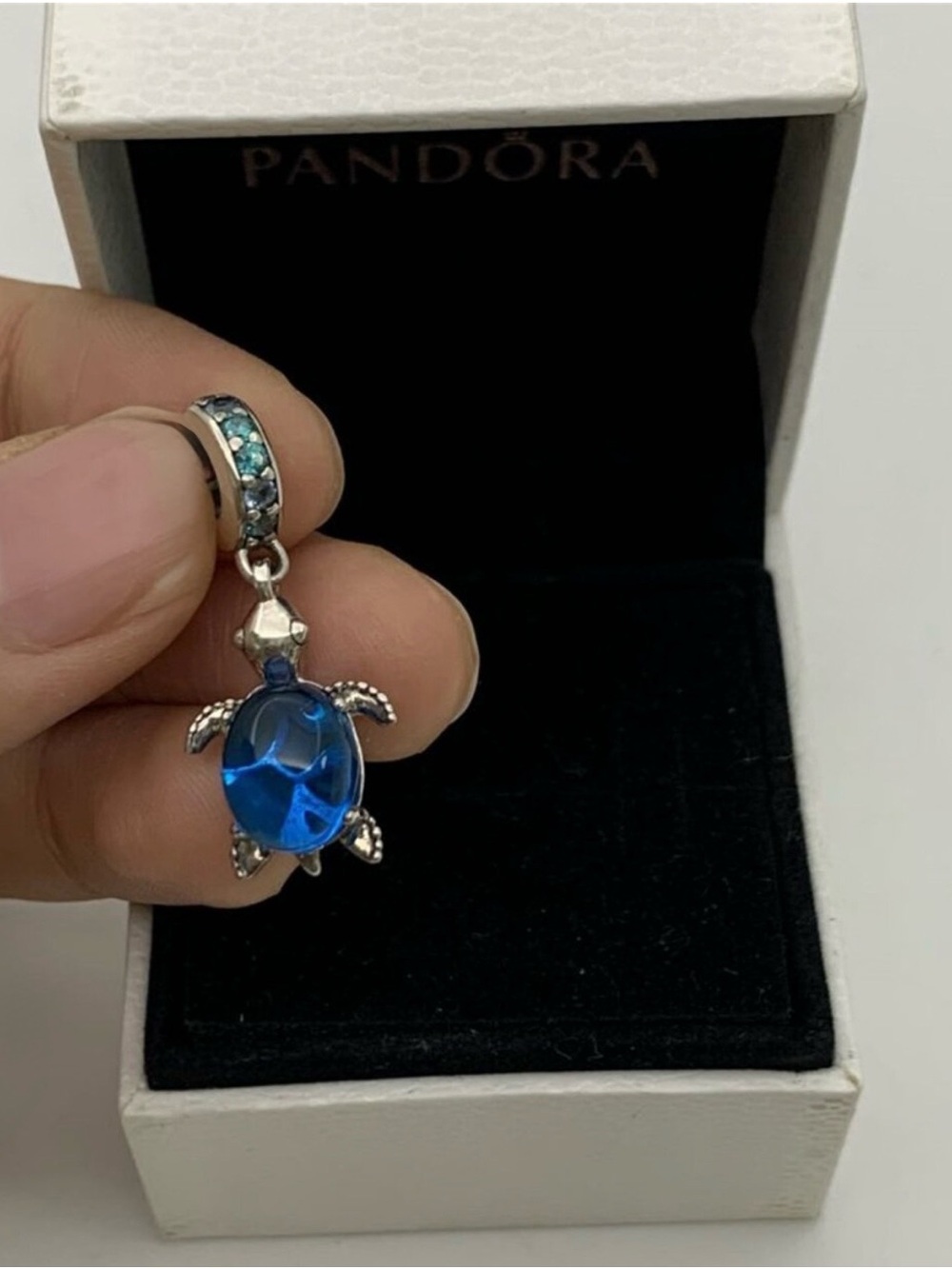 Pandora Blue Murano Glass Sea Turtle Dangle Charm Sterling Silver Keepsake - Picture 8 of 13